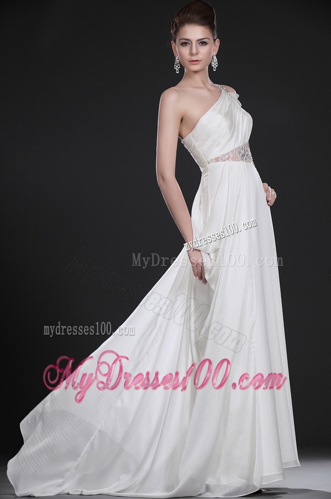 Remarkable One Shoulder Beading Long Wedding Dresses