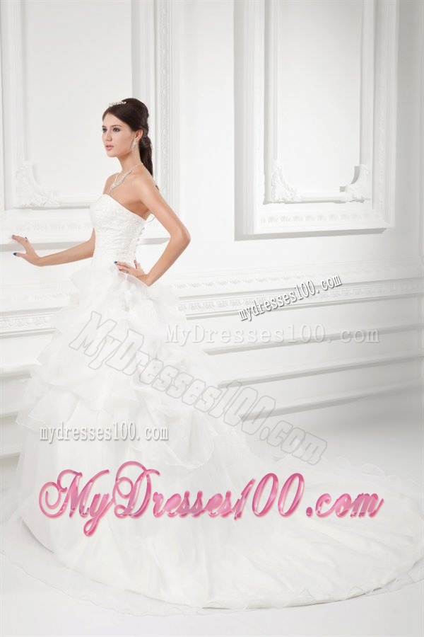 Romantic Sweetheart Ball Gown Wedding Dress with Embroidery and Pick-ups
