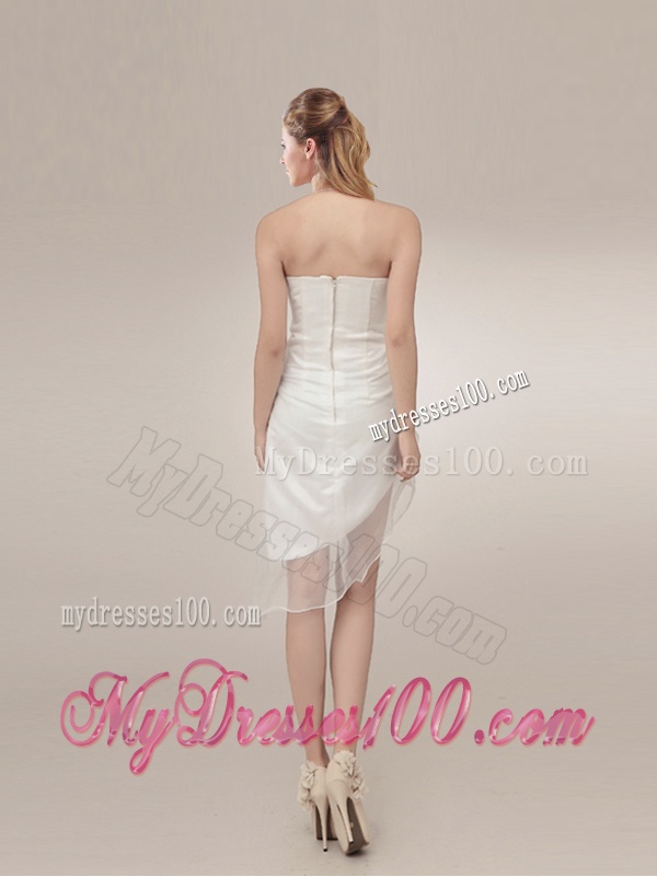 Sexy See Through Asymmetrical Wedding Dresses with Ruching