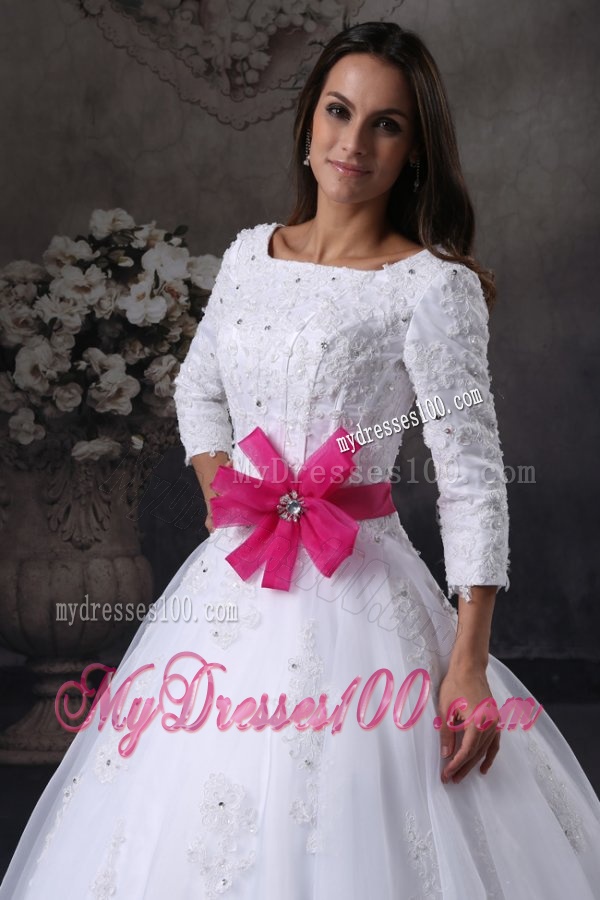 Square A-Line Chapel Train Wedding Dress