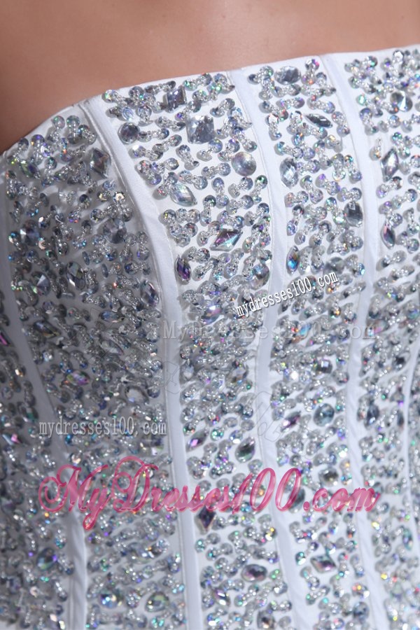 Strapless Ball Gown Beaded Decorate Bodice Taffeta Wedding Dress