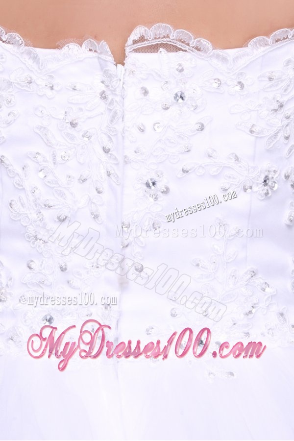 Strapless Ball Gown Lace Appliques Floor-length Wedding Dress