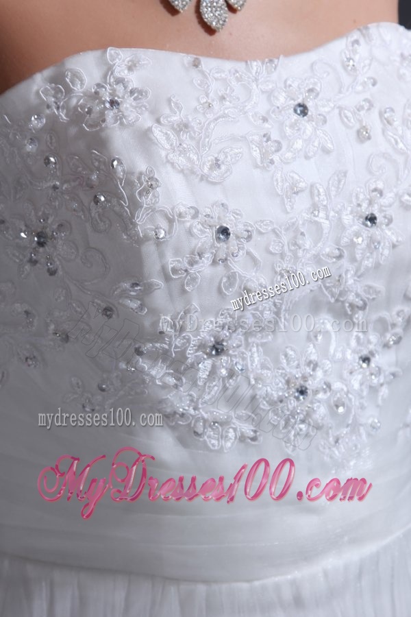 Strapless Mermaid Lace Appliques Wedding Dress with Chapel Train