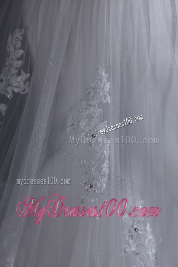 Strapless Mermaid Lace Appliques Wedding Dress with Chapel Train