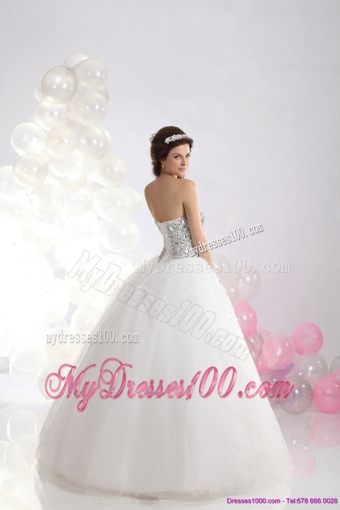 White Floor Length 2016 Unique Wedding Dresses with Rhinestones