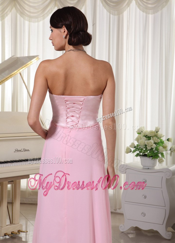 Floor-length Sweetheart Beaded Prom Evening Dresses in Baby Pink