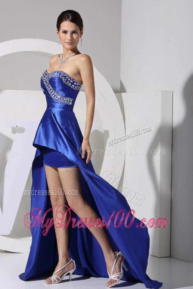 Beading Decorated Sweetheart Neckline High-low 2013 Prom Dress