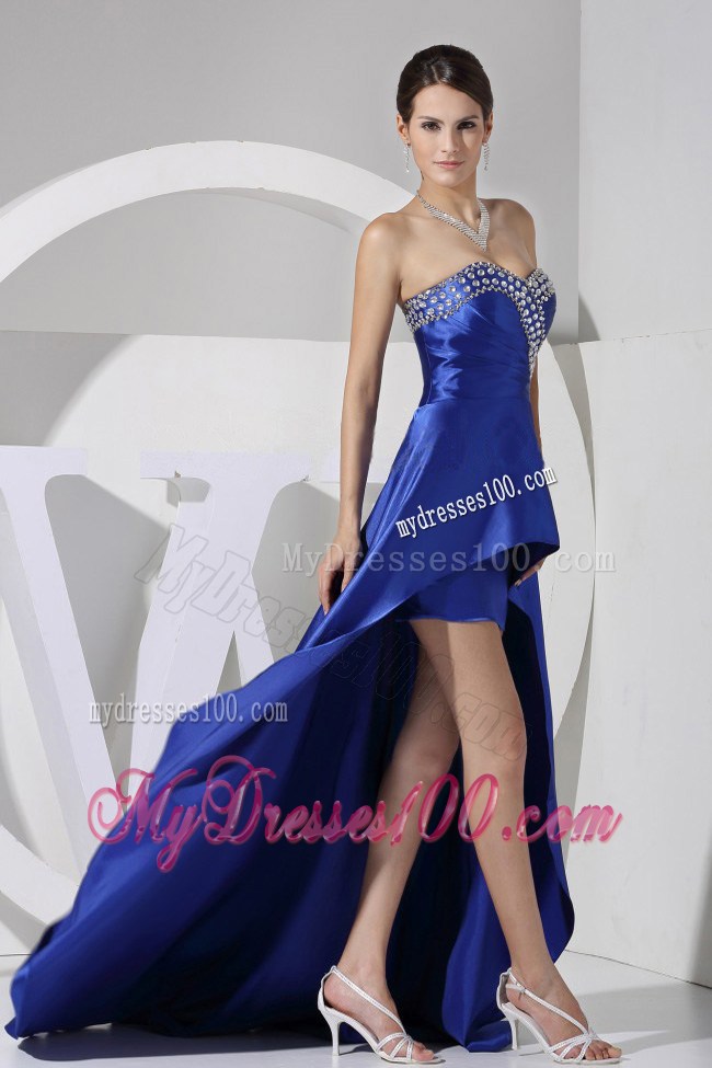 Beading Decorated Sweetheart Neckline High-low 2013 Prom Dress