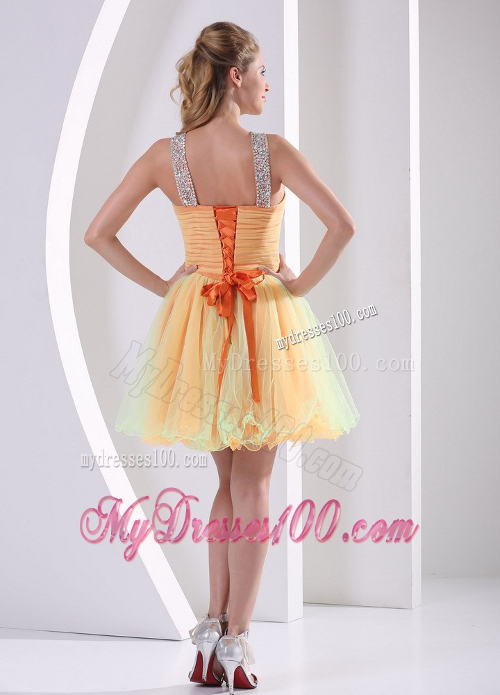 Mini-length Halter Top Beaded Prom Dress with Rhinestones and Cutout
