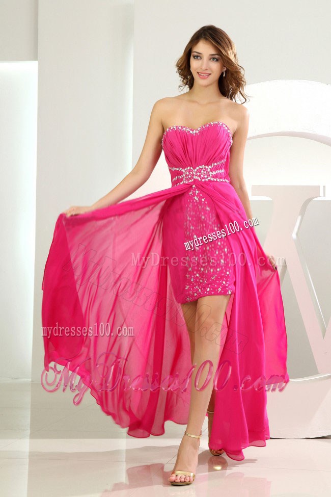 High Slit Empire Floor-length Sweetheart Prom Dress with Rhinestones