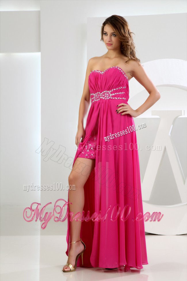 High Slit Empire Floor-length Sweetheart Prom Dress with Rhinestones