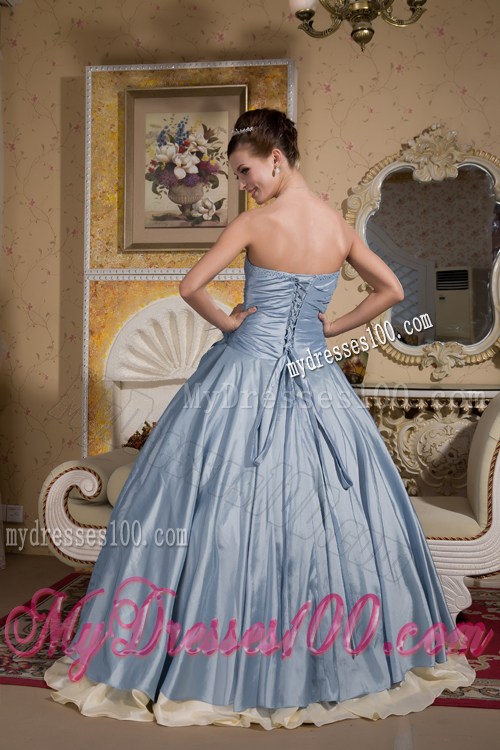 Light Blue and Light Yellow Ball Gown Prom Evening Dresses with Shawl