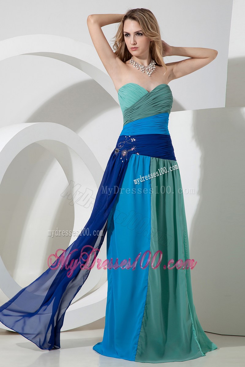 Strapless Multi-corlor Floor-length Empire Sweetheart Beading Prom Dress