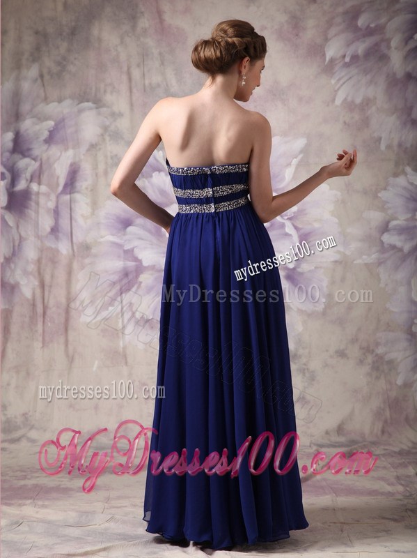 Simple Floor-length Strapless Empire Chiffon Evening Dress in Blue