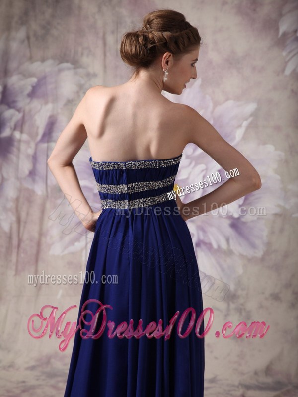 Simple Floor-length Strapless Empire Chiffon Evening Dress in Blue