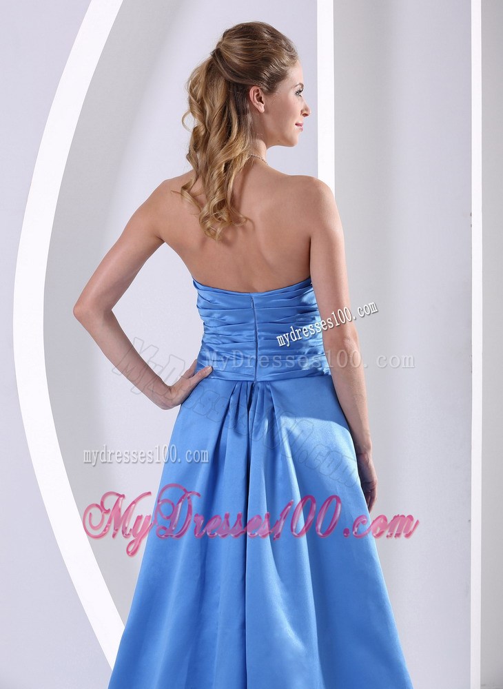 Beading and Ruche Decorate Bodice for Sky Blue Plus Size Prom Evening Dress