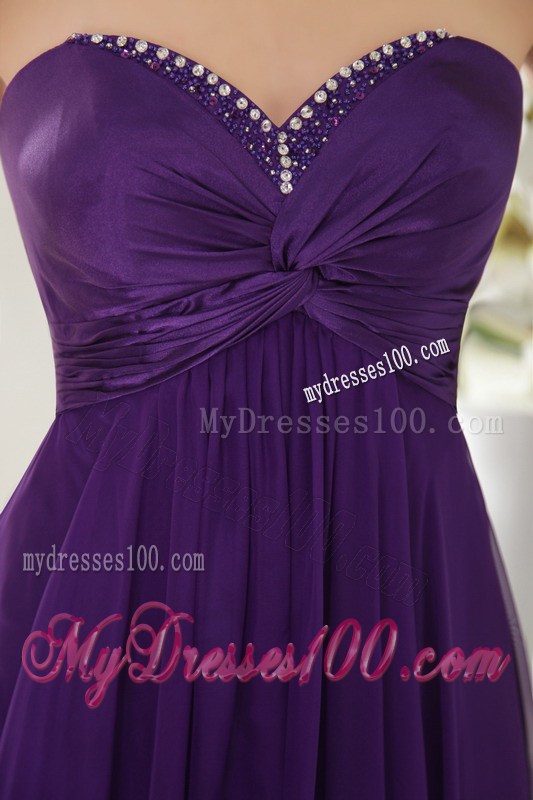 Purple Empire Sweetheart Floor-length Prom Dress with Beading and Belt