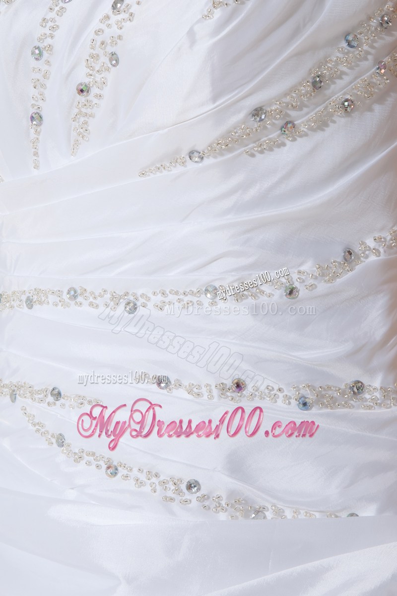 Mini-length White Straps Beaded Prom Evening Dress with Pick-ups