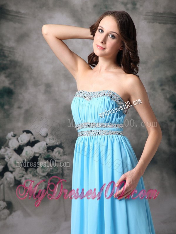Beaded Floor-length Baby Pink Chiffon Prom Dresses with The Back Cut Out
