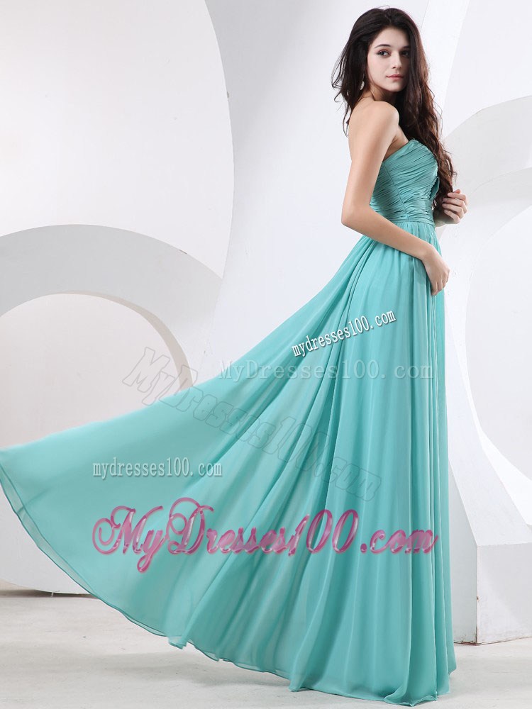 Strapless Ruche Decorated Simple Floor-length Prom Dress in Green