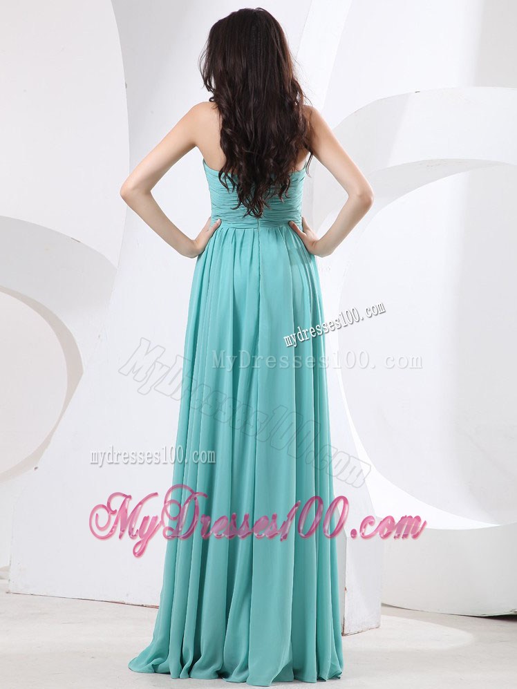 Strapless Ruche Decorated Simple Floor-length Prom Dress in Green