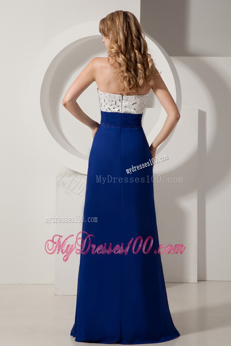 White and Royal Blue Homecoming Dress with Sweetheart and Beading