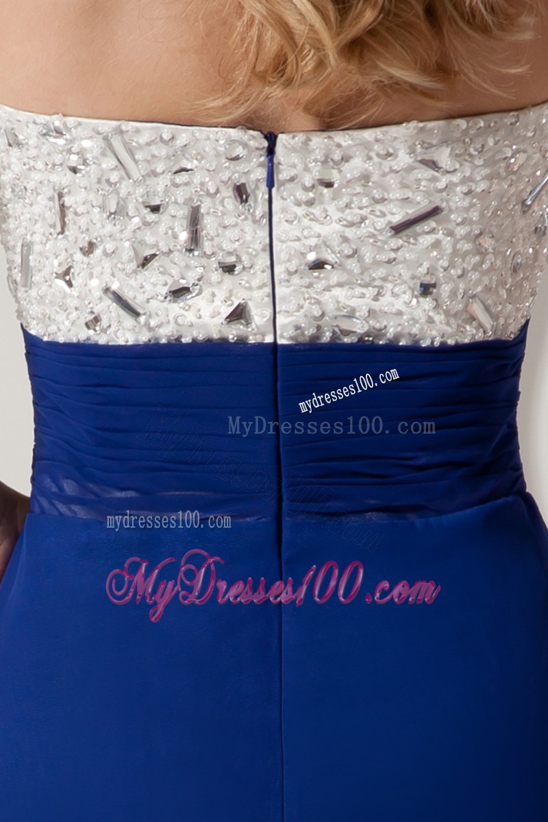 White and Royal Blue Homecoming Dress with Sweetheart and Beading