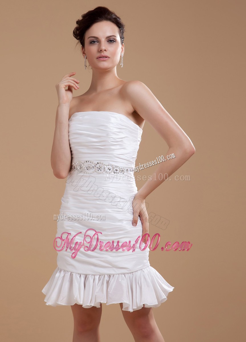 2013 Strapless Mini-length Nightclub Dress With Beaded Column