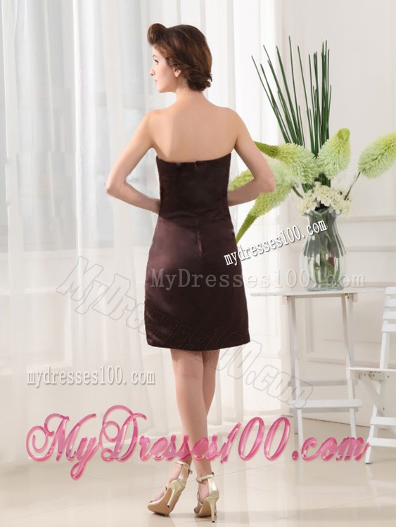 Column Sweetheart Mini-length Brown Nightclub Dress with Beading