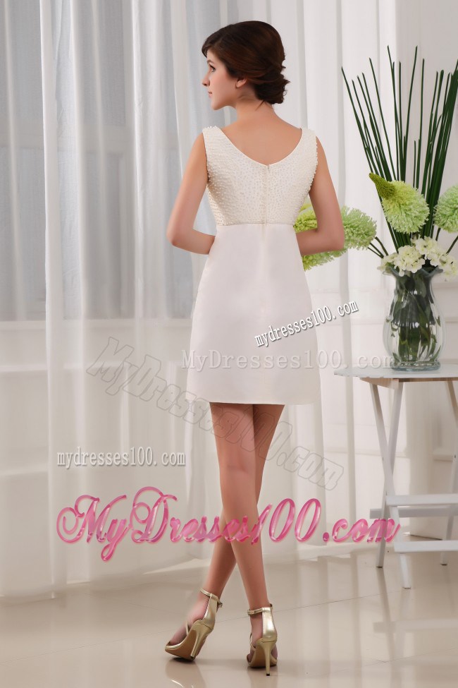 Beading Square Column Mini-length White 2013 Nightclub Dress