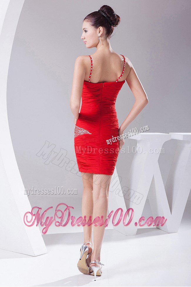 Beaded Decorate Bodice Red Spaghetti Straps 2013 Nightclub Dress