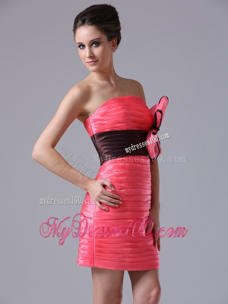 Cute Tiered Skirt Mini-length Coral Red Strapless Nightclub Dress