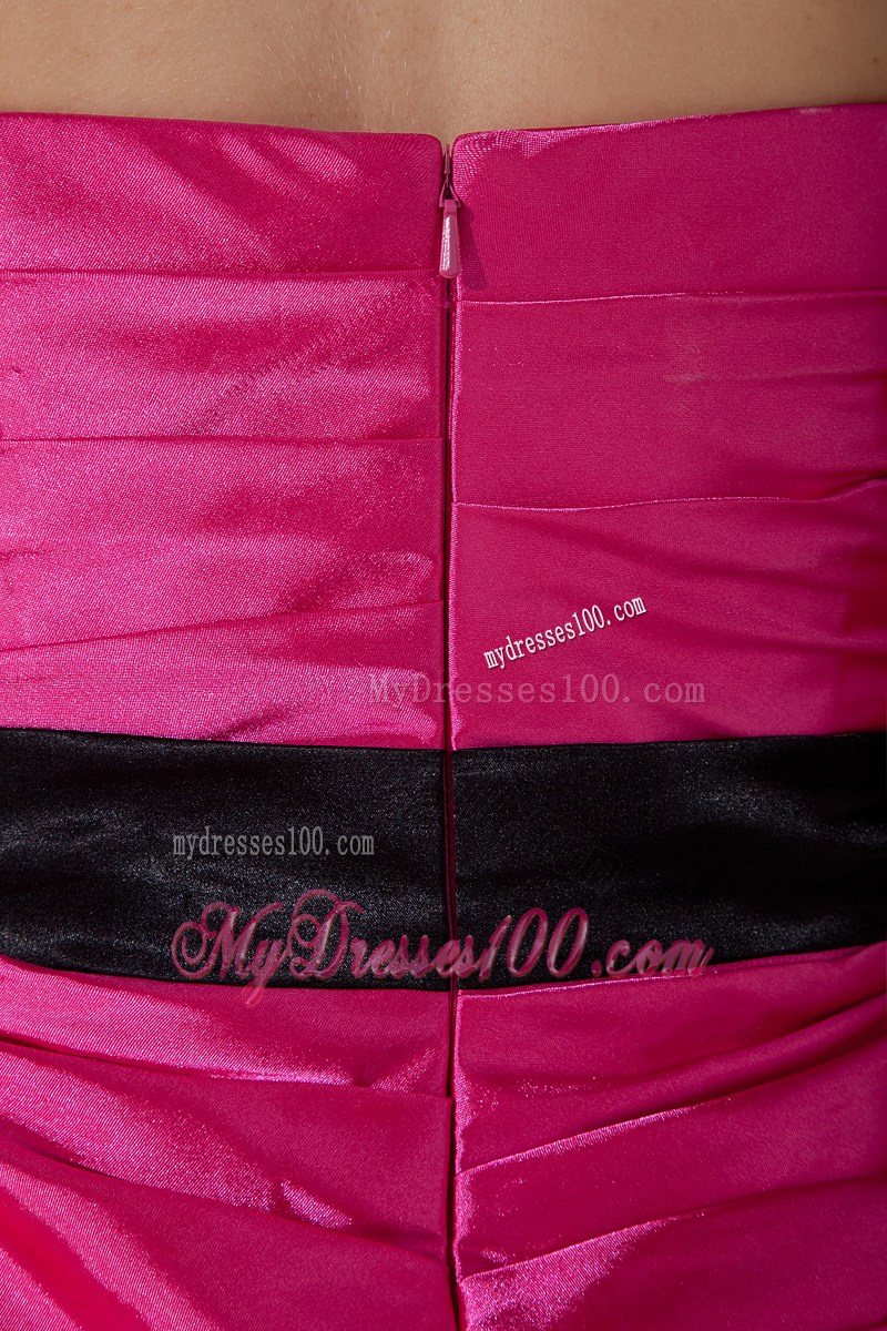 Strapless Hand Made Flowers Short Nightclub Dress in Hot Pink
