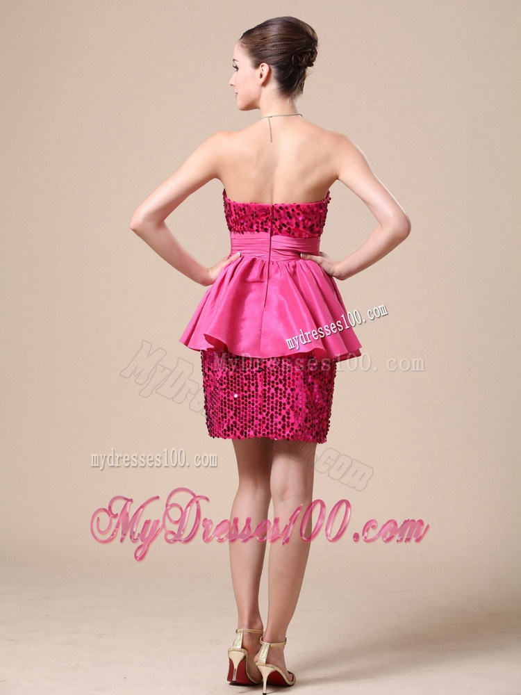 Paillette Over Skirt Strapless Hot Pink For 2013 Nightclub Dress