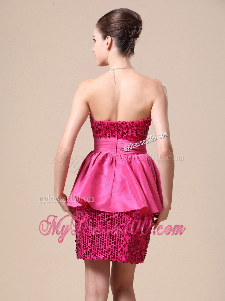 Paillette Over Skirt Strapless Hot Pink For 2013 Nightclub Dress