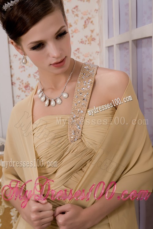 Luxurious Champagne One Shoulder Ruche Short Nightclub Dress