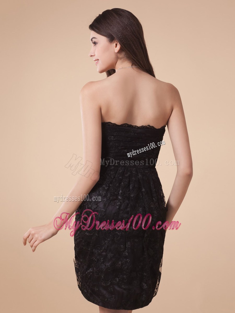 Lace Over Skirt and Bow For Custom Made Prom Dress With Mini-length