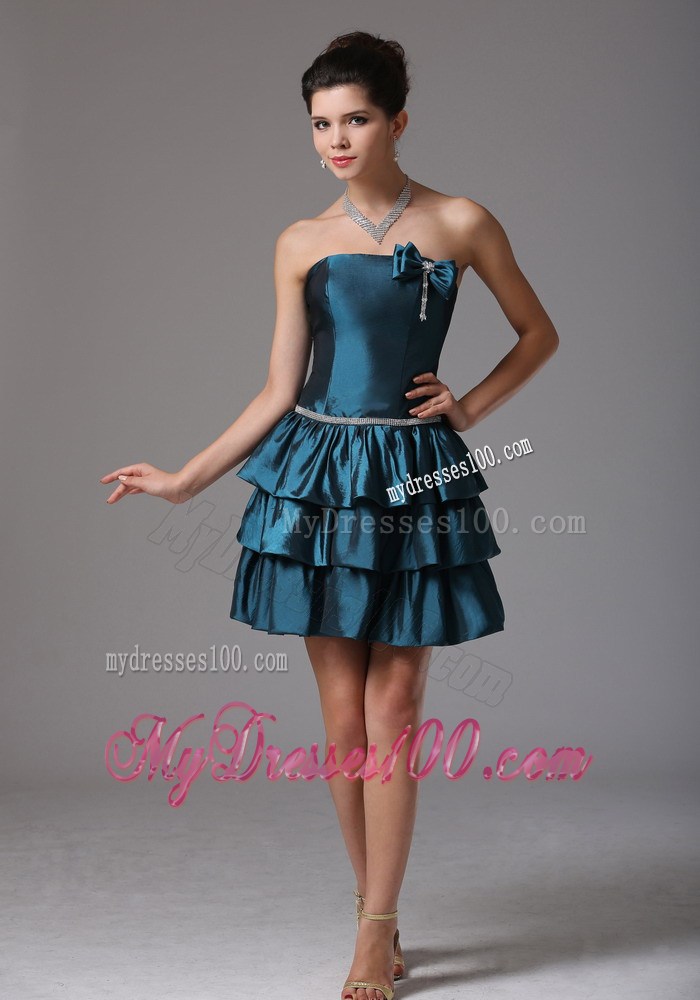Custom Made Strapless Ruffled Layers and Beading Nightclub Dress