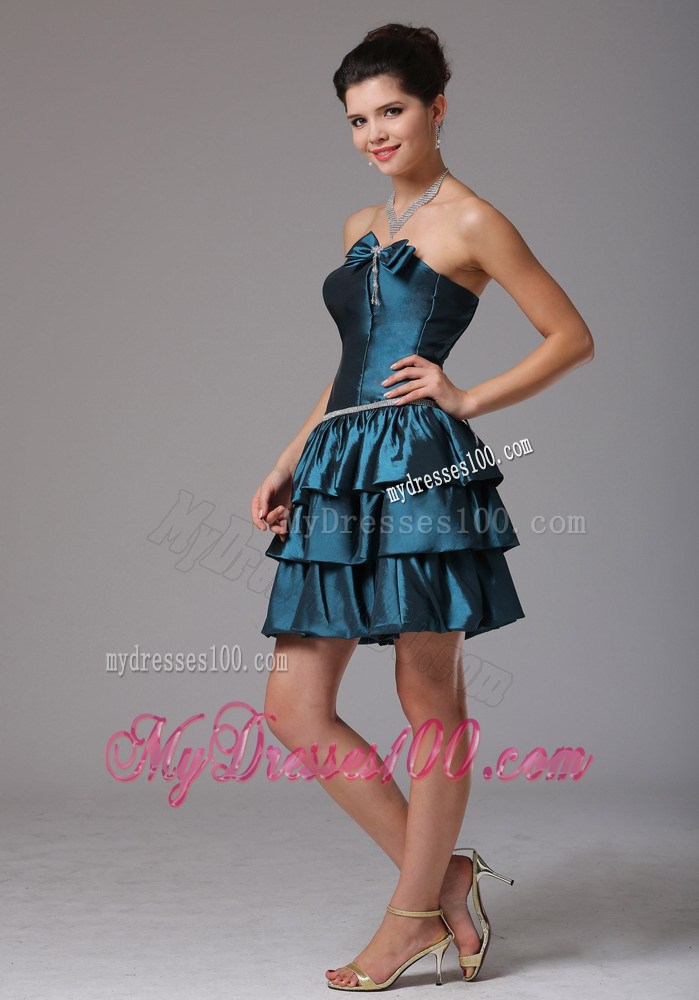 Custom Made Strapless Ruffled Layers and Beading Nightclub Dress