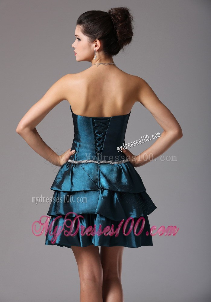 Custom Made Strapless Ruffled Layers and Beading Nightclub Dress