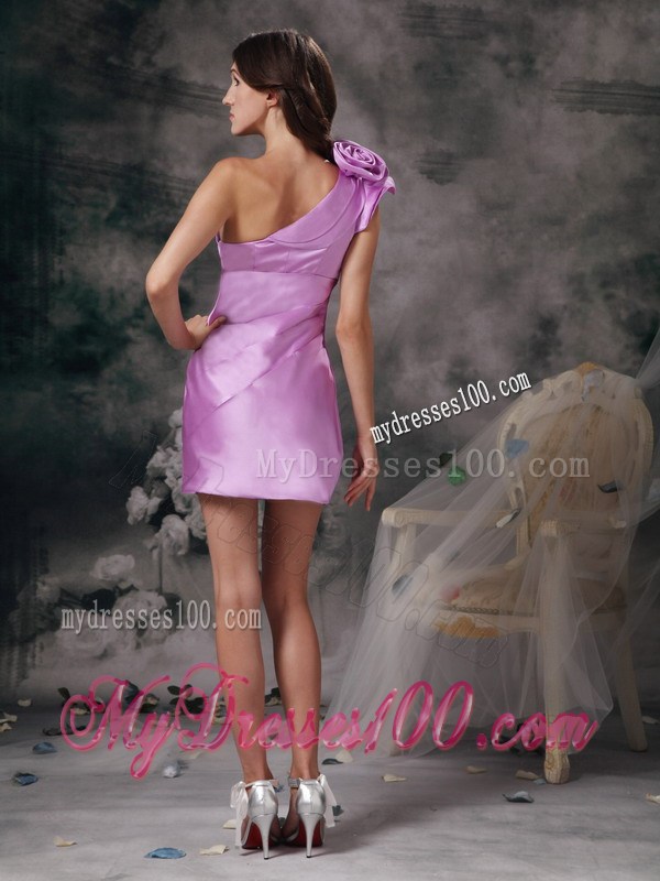 Lavender Column One Shoulder Hand Made Flowers Nightclub Dress