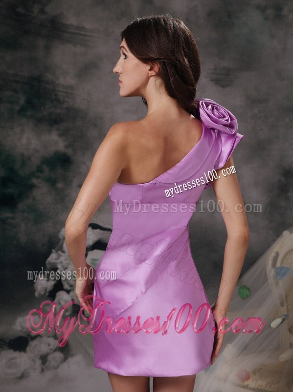 Lavender Column One Shoulder Hand Made Flowers Nightclub Dress