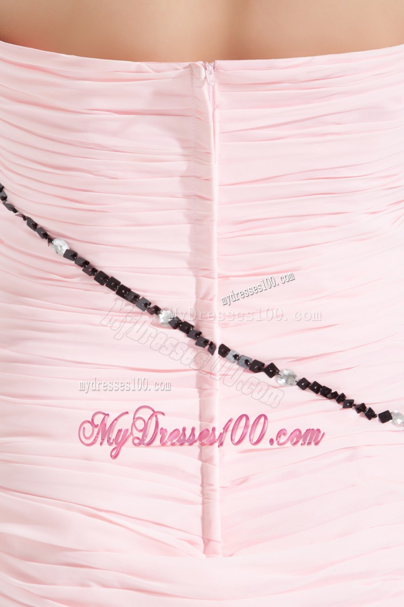Ruching Column Strapless Short Prom Dress in Pink