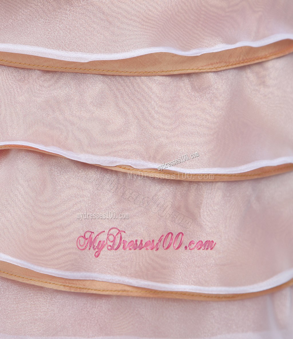 Ruffled Layers A-Line Straps Short Prom Dress in Pink