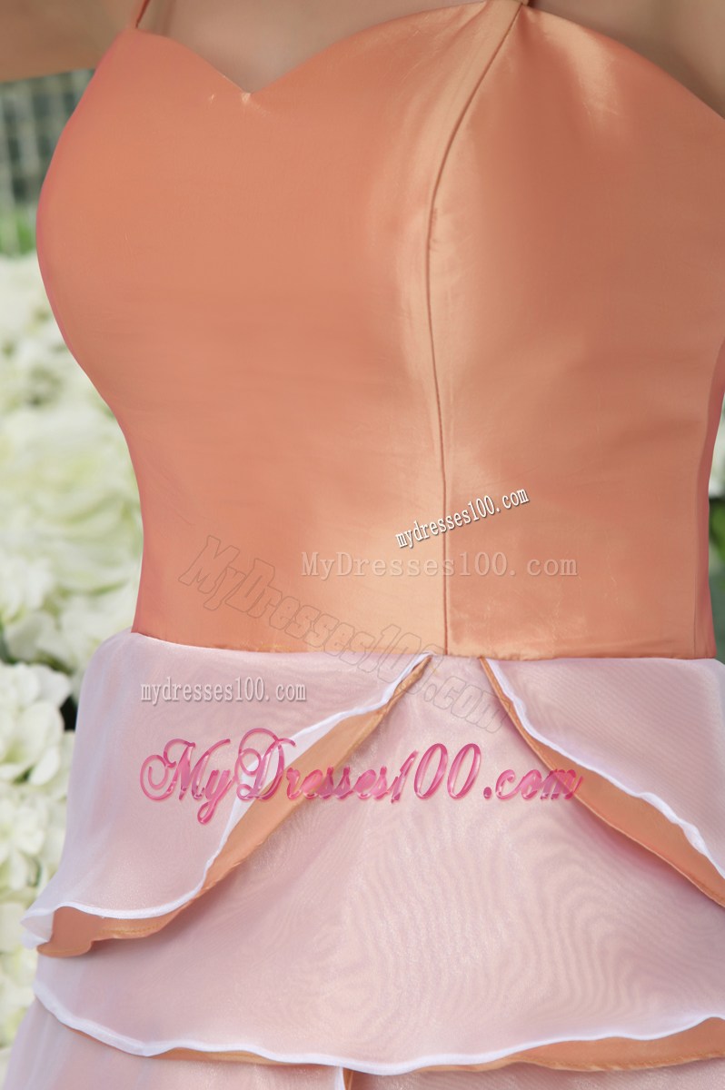 Ruffled Layers A-Line Straps Short Prom Dress in Pink