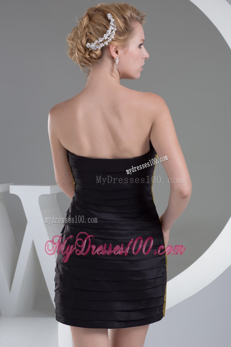 Sequin Mini-length Black Ruffles Layers Strapless Nightclub Dress