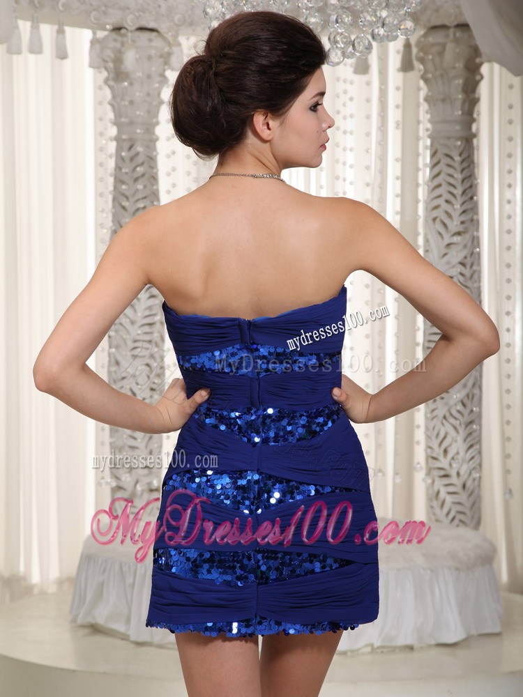 Royal Column Sweetheart Short Sequined Ruched Nightclub Dress