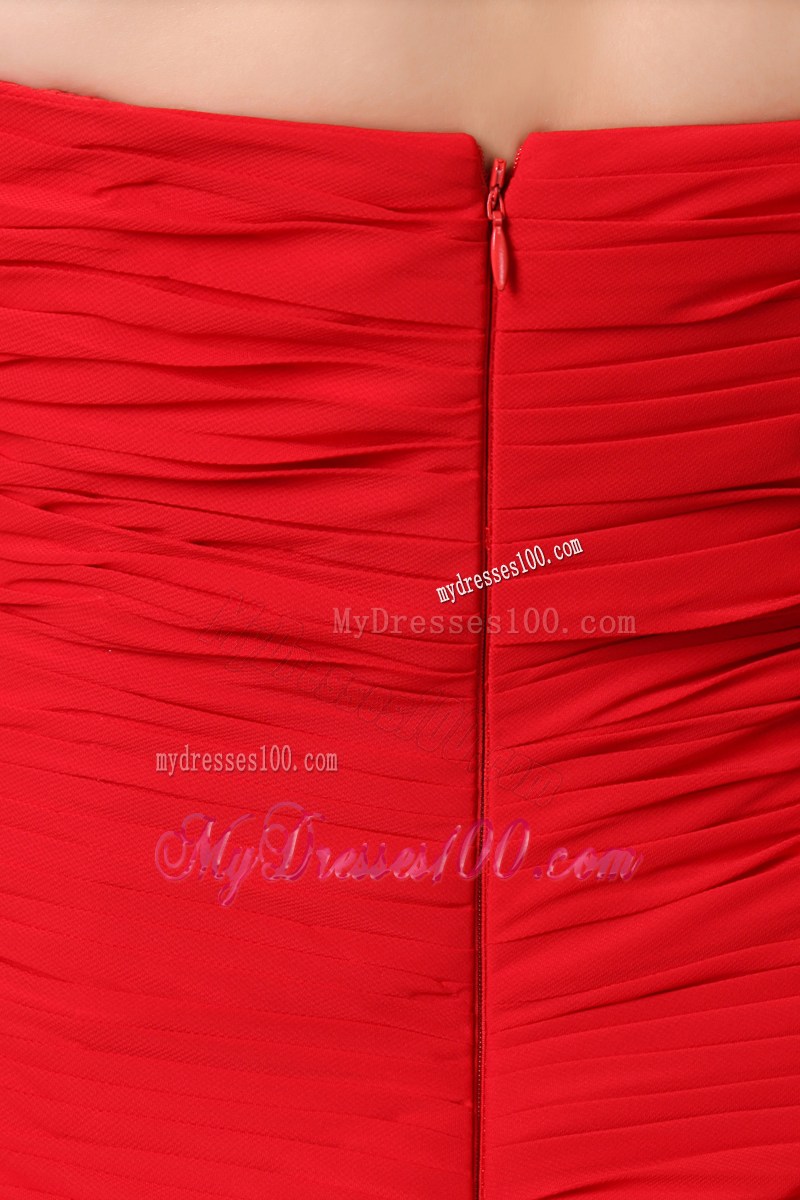 Red Column Sweetheart Beading Mini-length Nightclub Dress