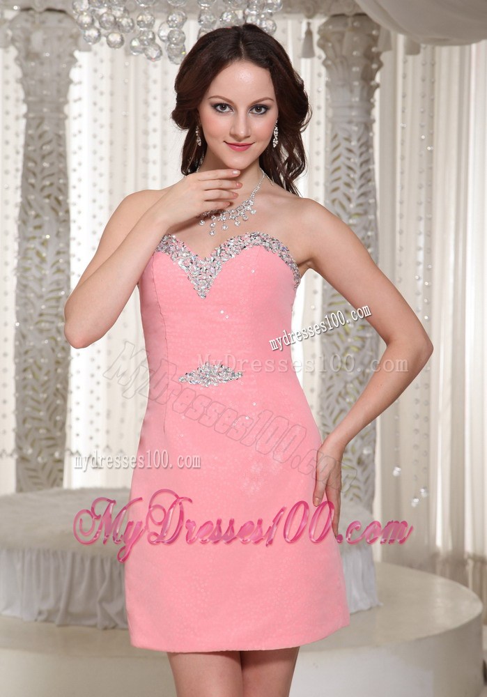 Watermelon Column Sequin Nightclub Dress With Beaded Decorate
