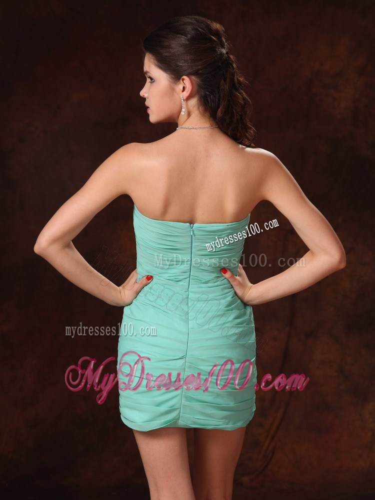 Turquoise Column Short Sweetheart Nightclub Dress With Pleats